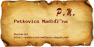Petkovics Madléna névjegykártya